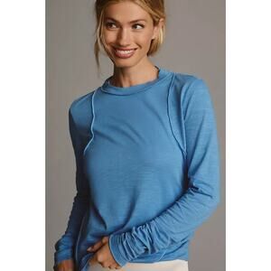 Pilcro Anthropologie Women's Medium Racer Reconstructed Blue Long Sleeve Shirt